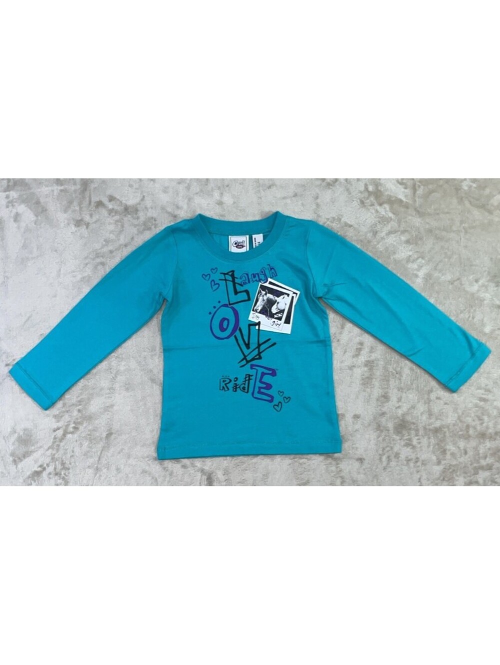 Cruel Girl Toddler Girls' "Laugh Love Ride” Long Sleeve Shirt - Teal Size 3T NEW